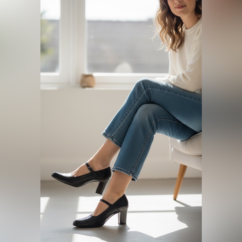 Richard Tyler Classic Black Mary‎ Jane Heels Size 9